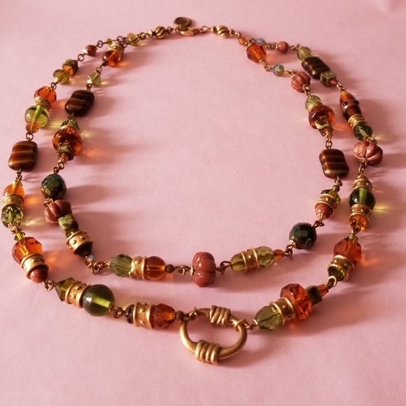 Double layer beaded necklace! Sunstone tiger's eye - Picture 2 of 5